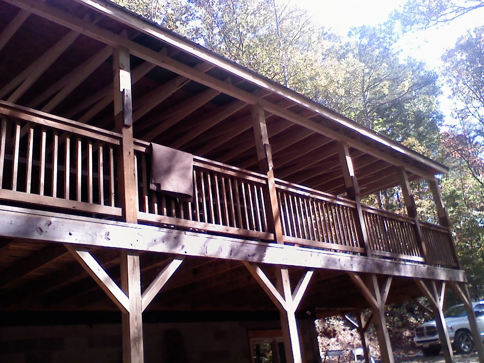 Timber framing under a new elevated porch and deck in Littlestown